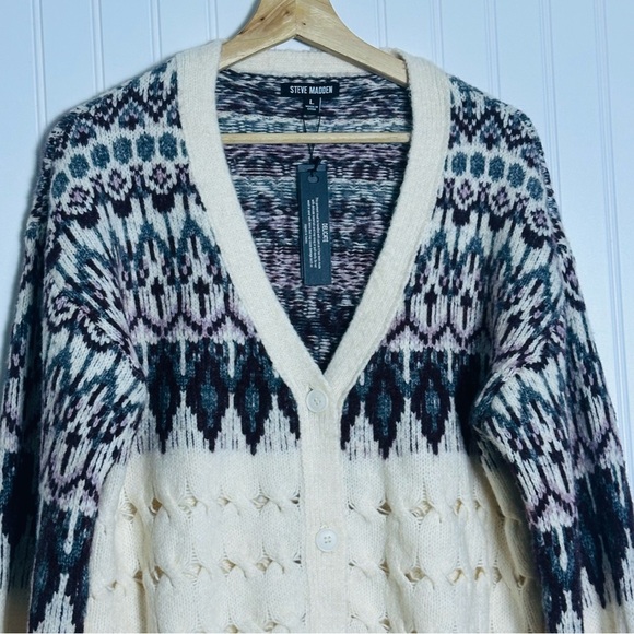 Steve Madden Irisa Cardigan V-Neck Casual Wool Travel Size Large NWT - Picture 6 of 12